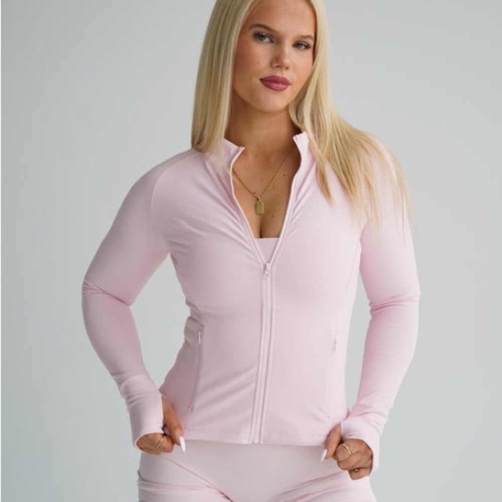 Light Pink Zip-Up Athletic Jacket